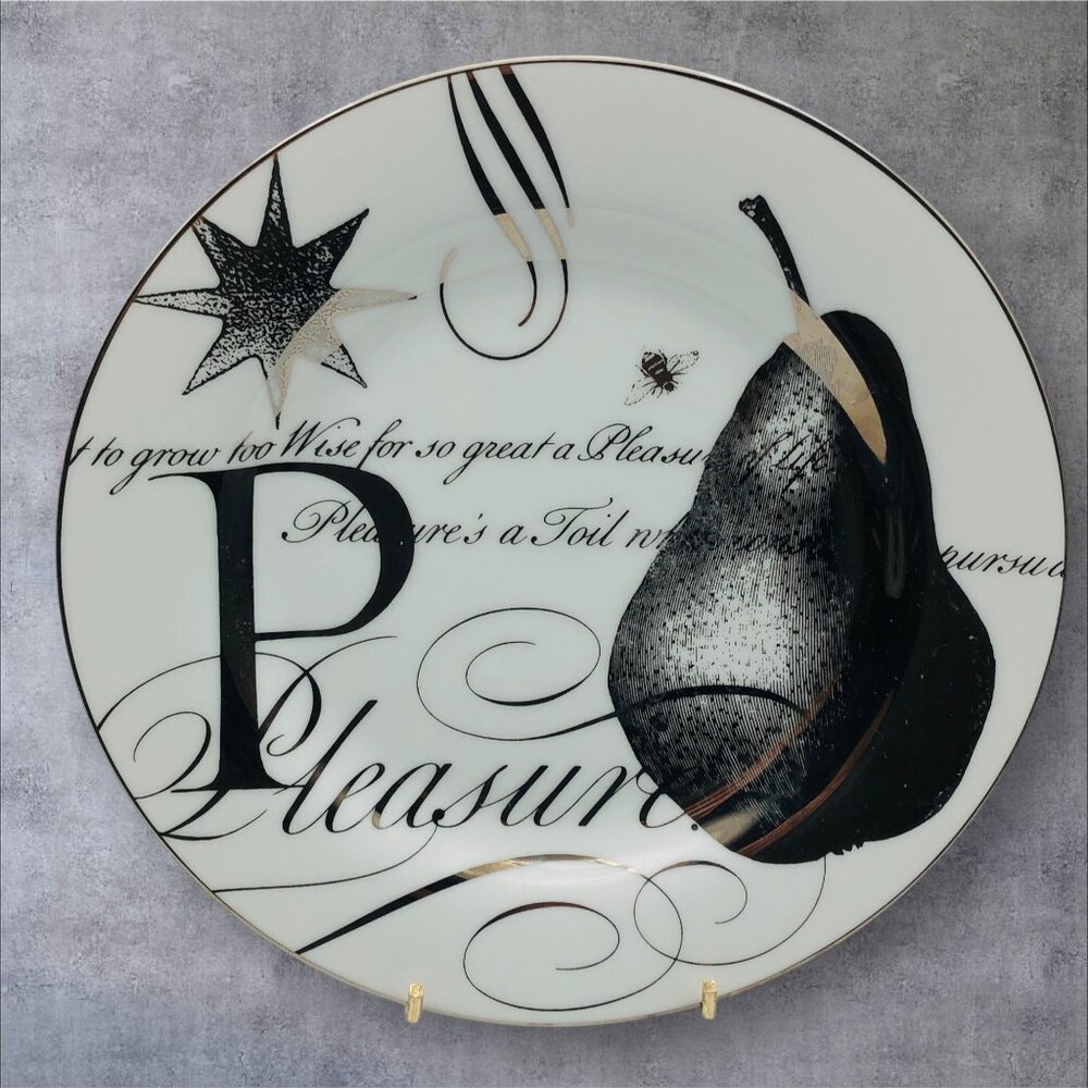 Pottery Barn Pleasure 8.5" Salad Plate Pear & Text Design Replacement